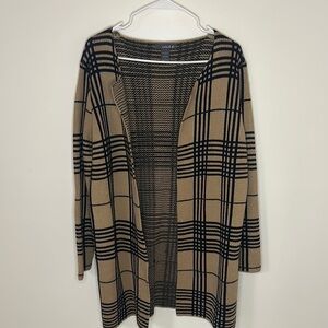 Tan and Black Plaid Women's Sweater